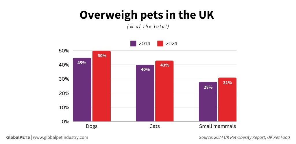 Graphic for overweight pets in the UK in %.