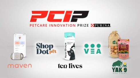 Who are the 5 pet start-ups that Purina awarded with 5,000?