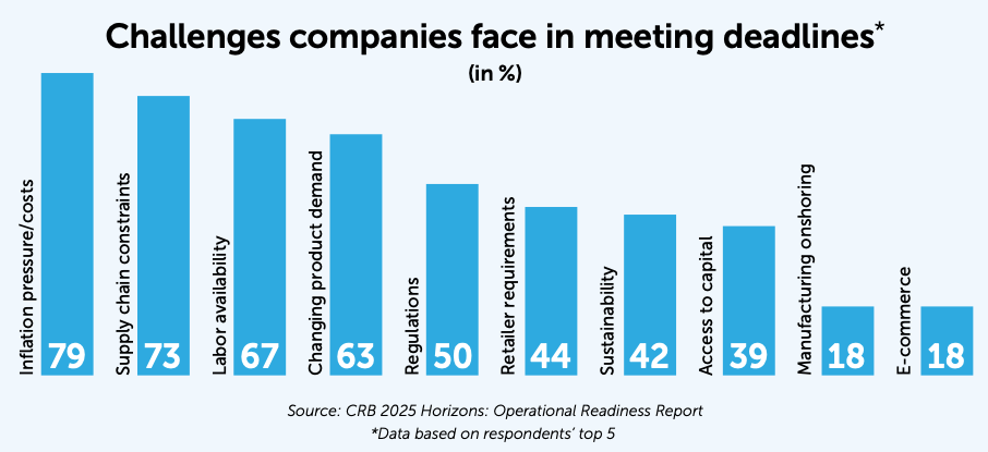 Challenges companies face in meeting deadlines graph